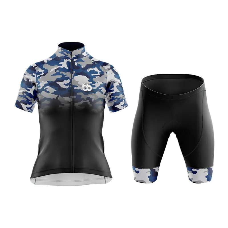 Camouflage Neck Club Cycling Kit (V3) (Blue-Black)