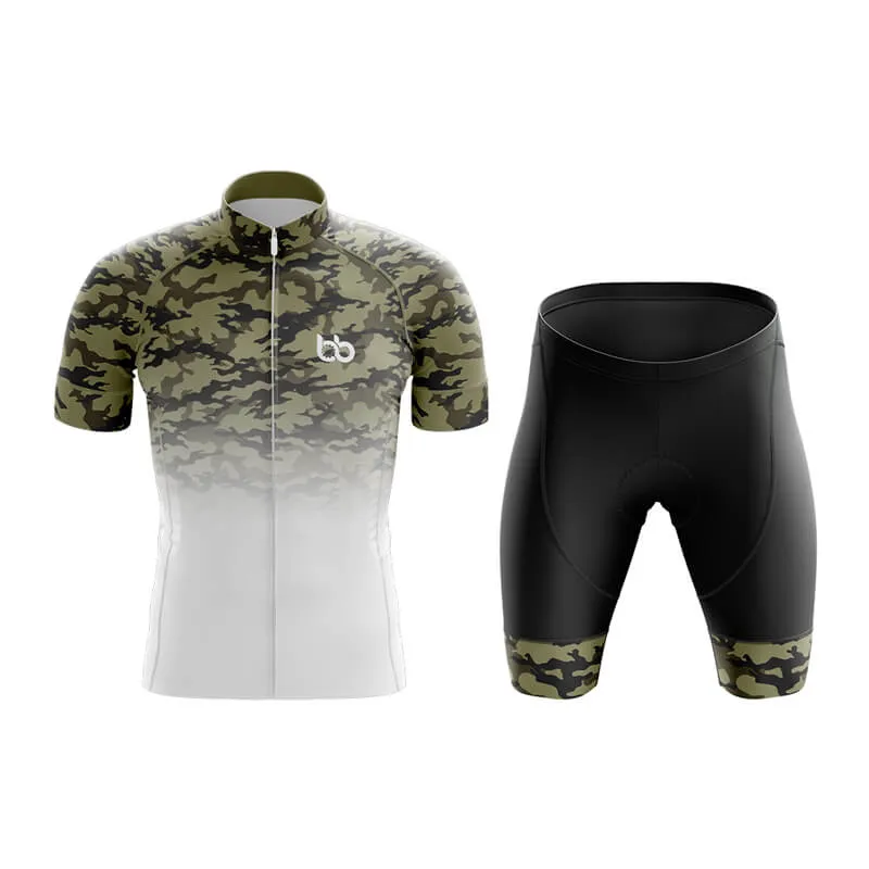 Camouflage Neck Club Cycling Kit (V3) (Green-White)