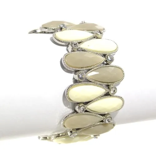 Cream & Beige, Silver-Stud Bracelet