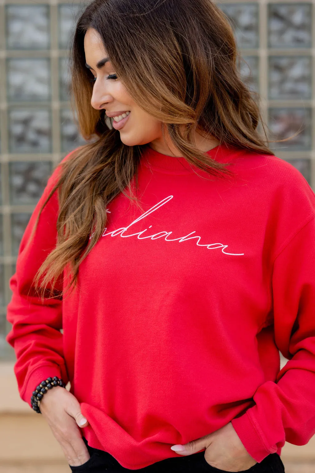 Cursive Indiana Graphic Crewneck