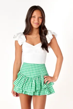 Elizabeth Layered Skirt Green Gingham