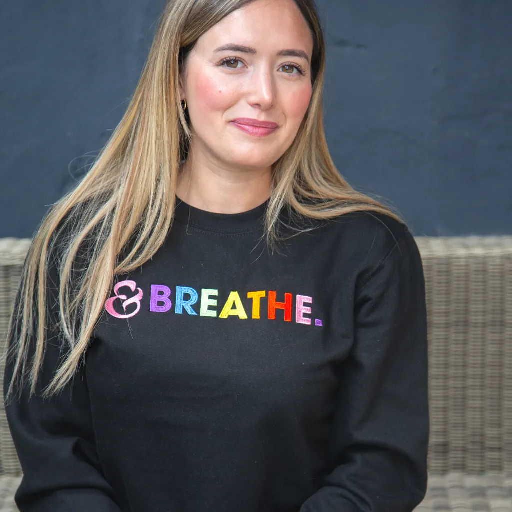 Embroidered &BREATHE Sweatshirt in Black