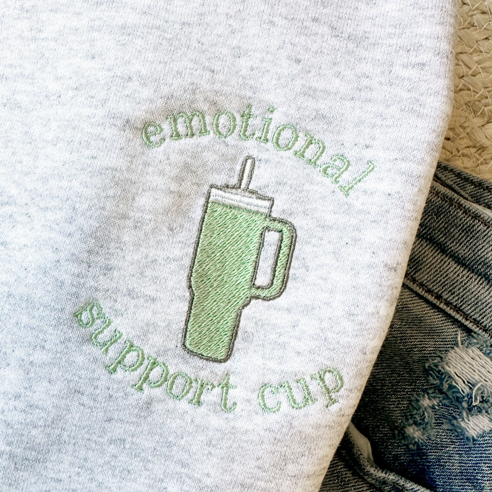 Emotional Support Stanley Cup Embroidered Gemma Sweatshirt