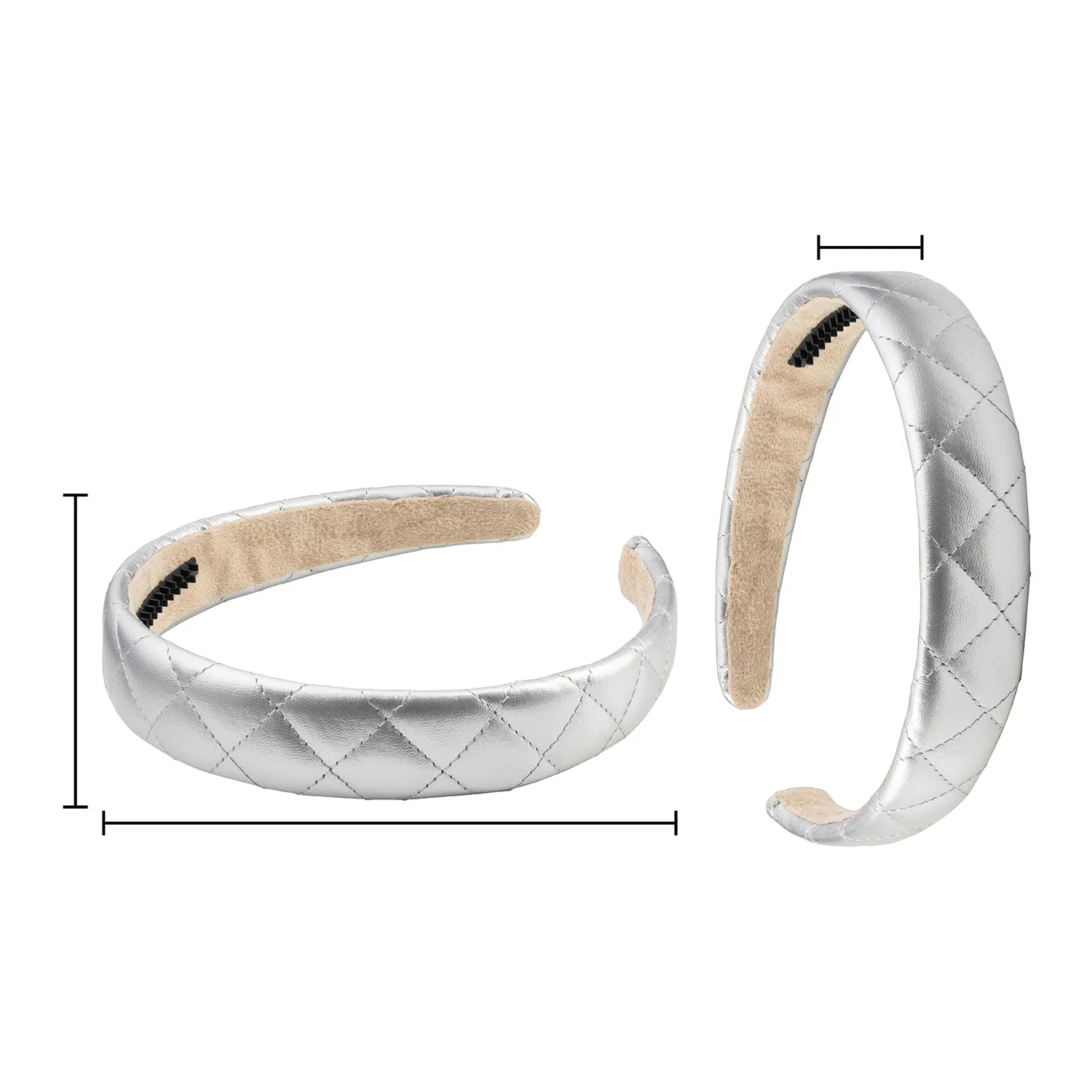 Halo Luxe Ella Quilted Leather Headband - Silver