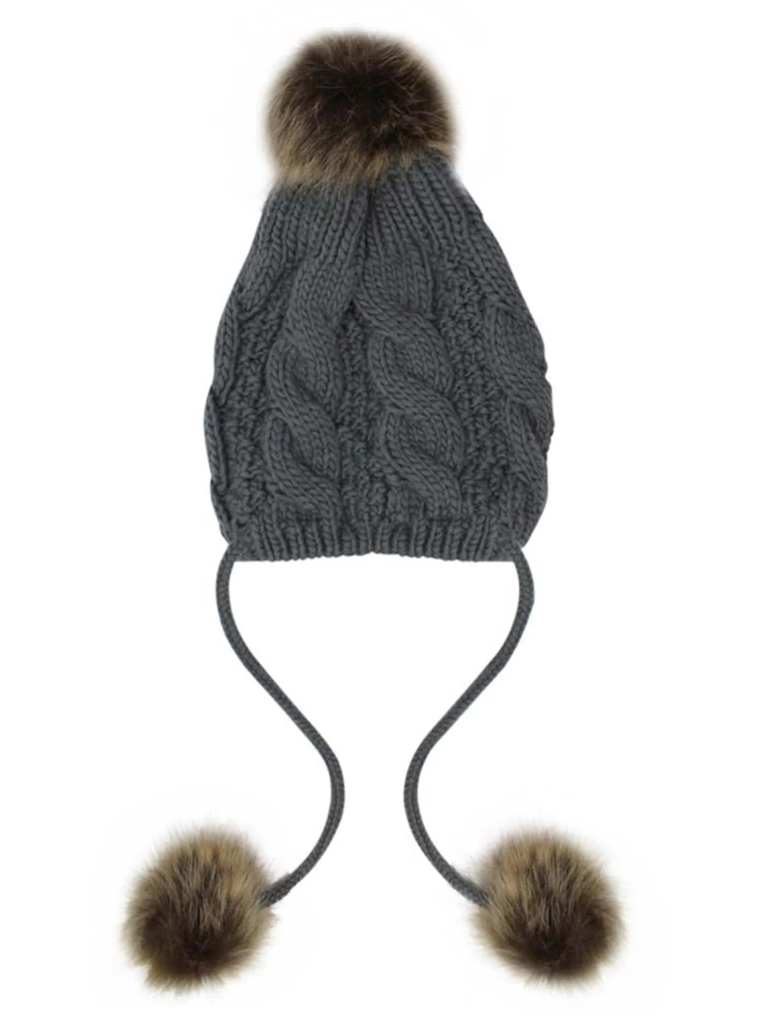 Handcrafted Cable Knit Pom Pom Tibetan Hat