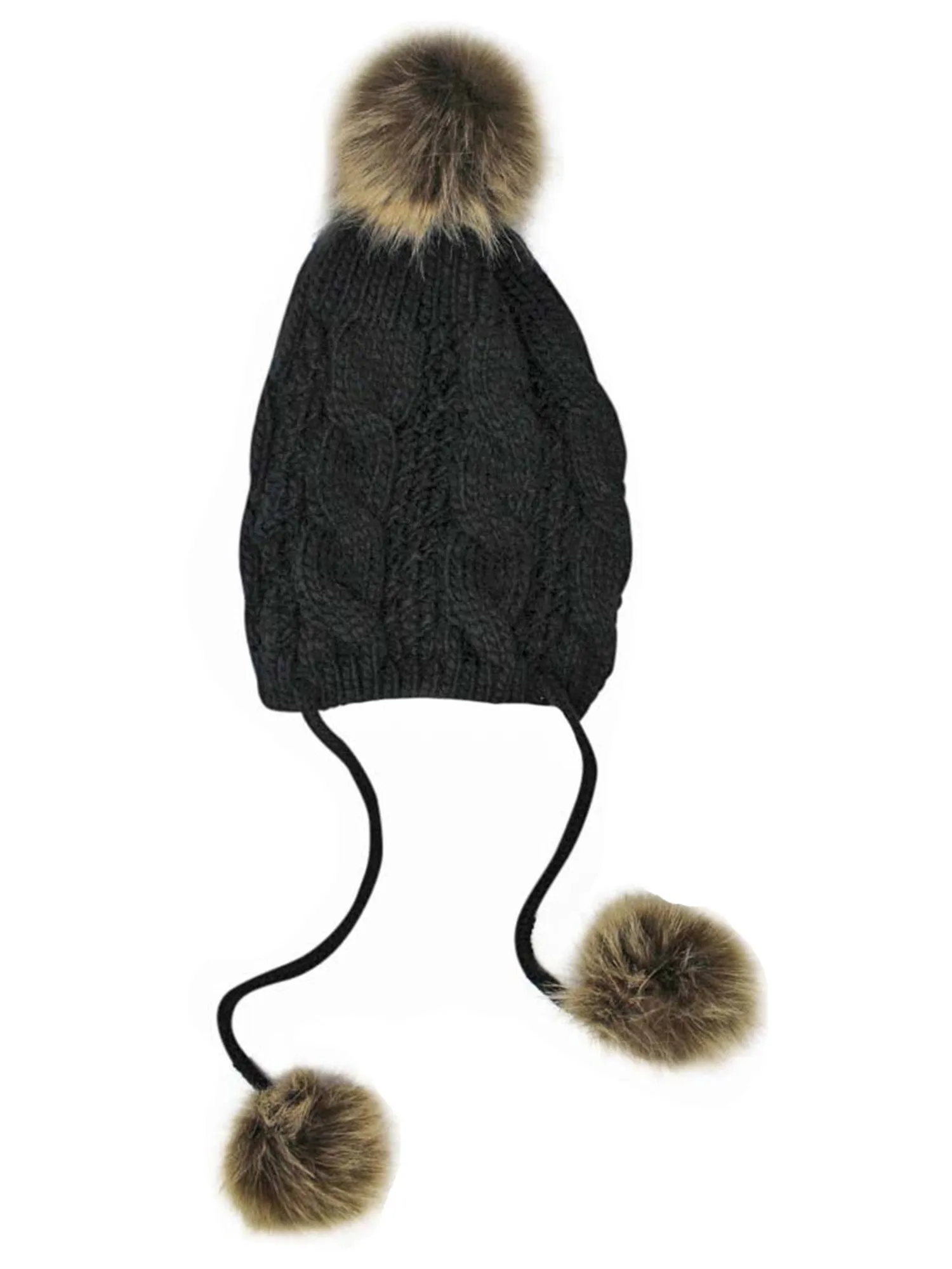 Handcrafted Cable Knit Pom Pom Tibetan Hat