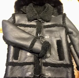 Kashani Black Hooded Shearling Jacket