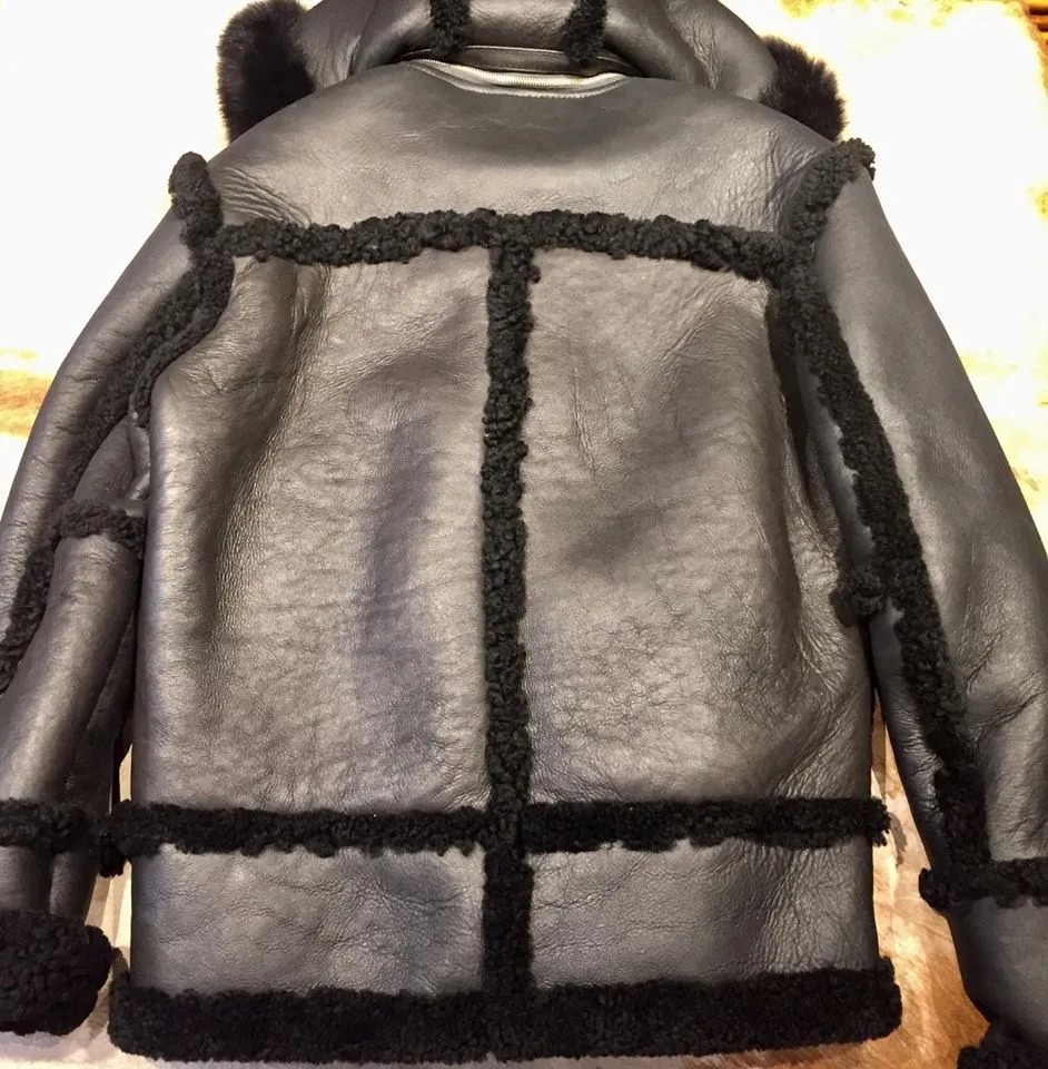 Kashani Black Hooded Shearling Jacket