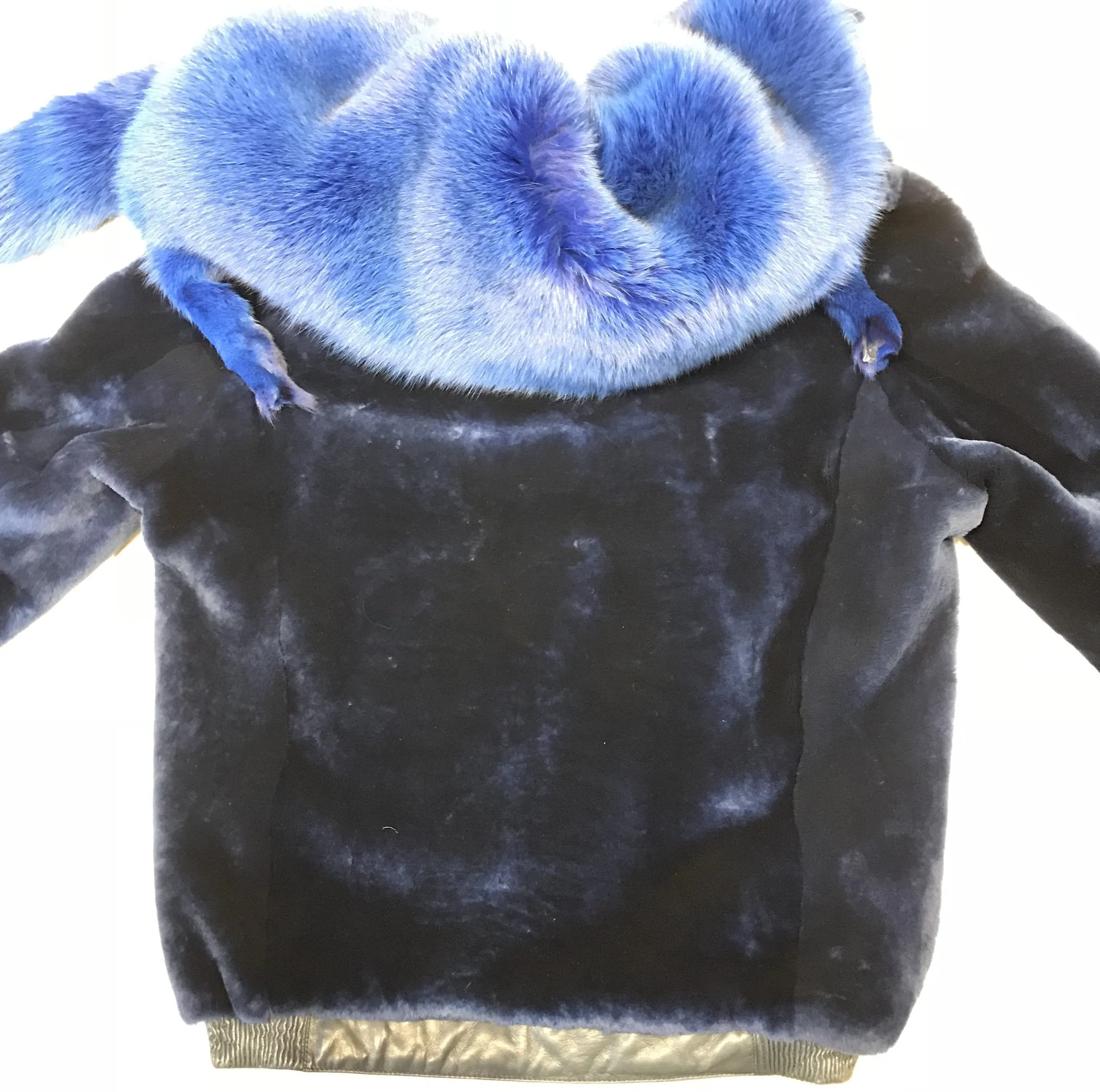 Kashani Wonder Blue Mouton Detachable Fox Shearling Jacket