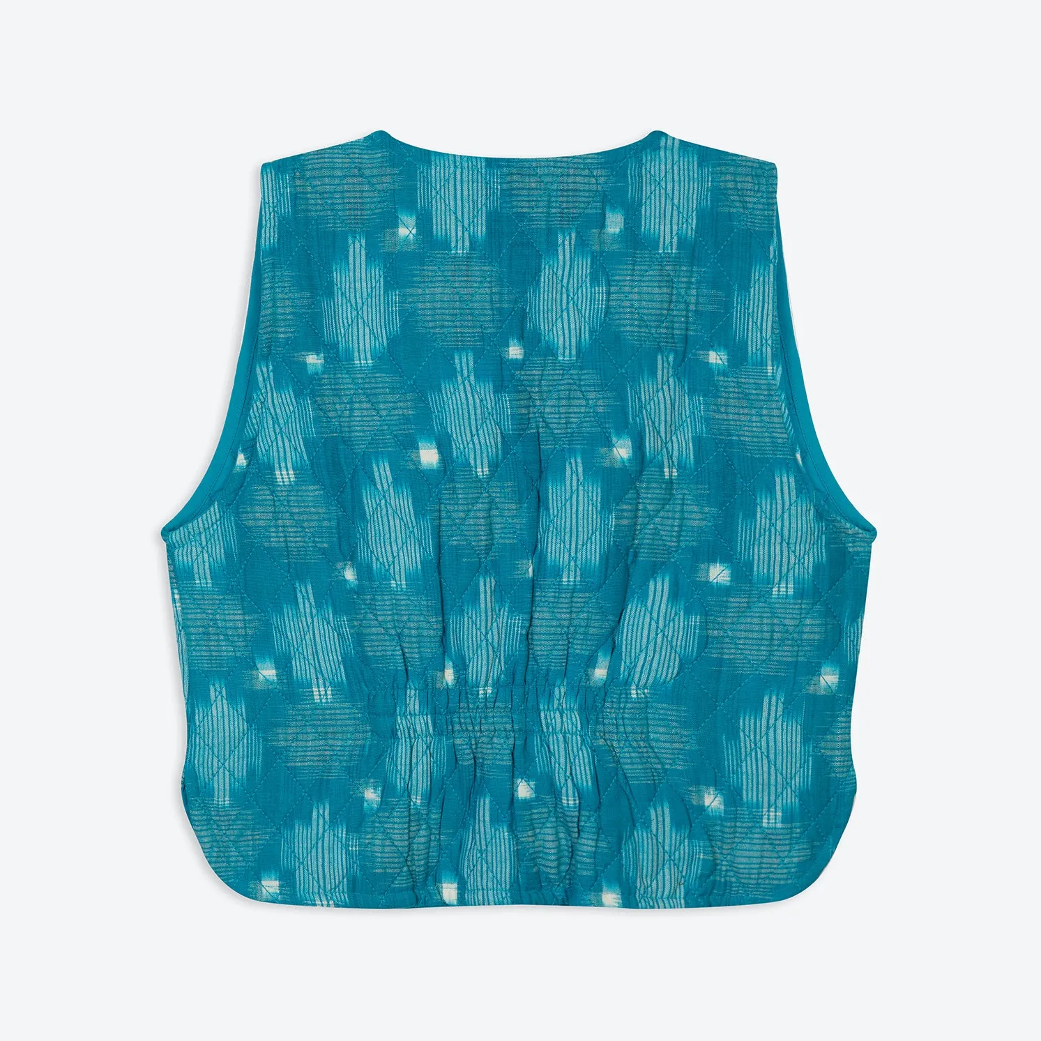 Lowie Handwoven Teal Ikat Gilet