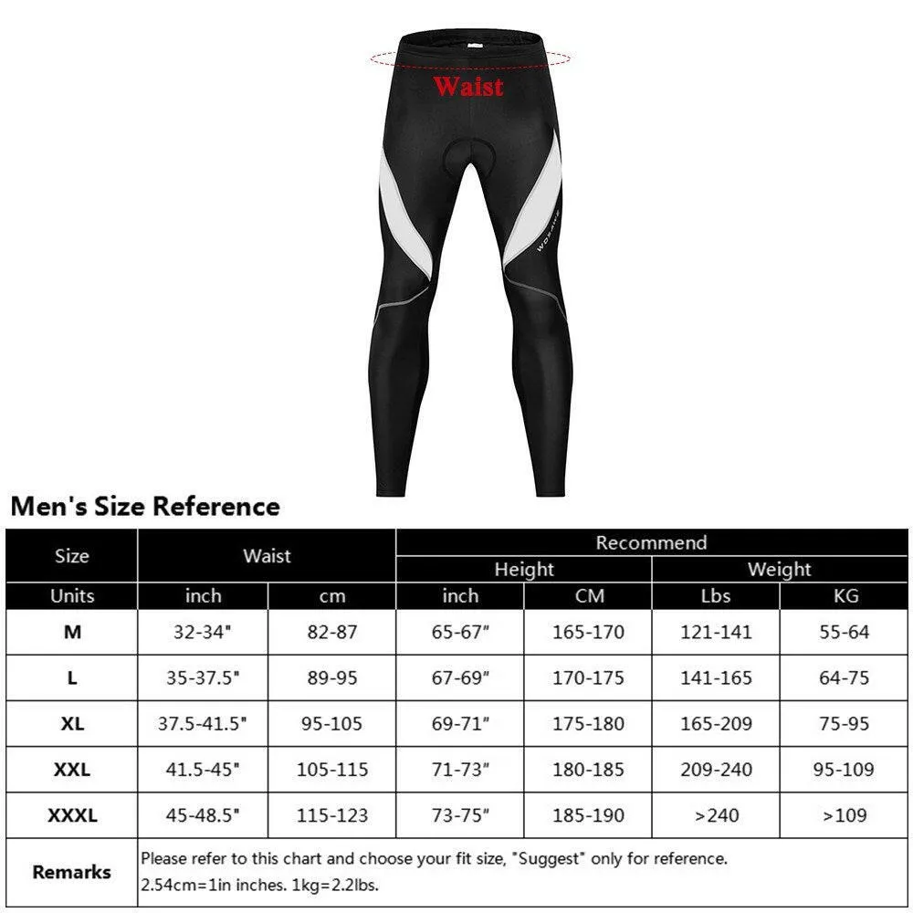 Men Bicycle Pants 3D Padded Road Bike Cycling Pants Windproof Thermal Biking Running Tights