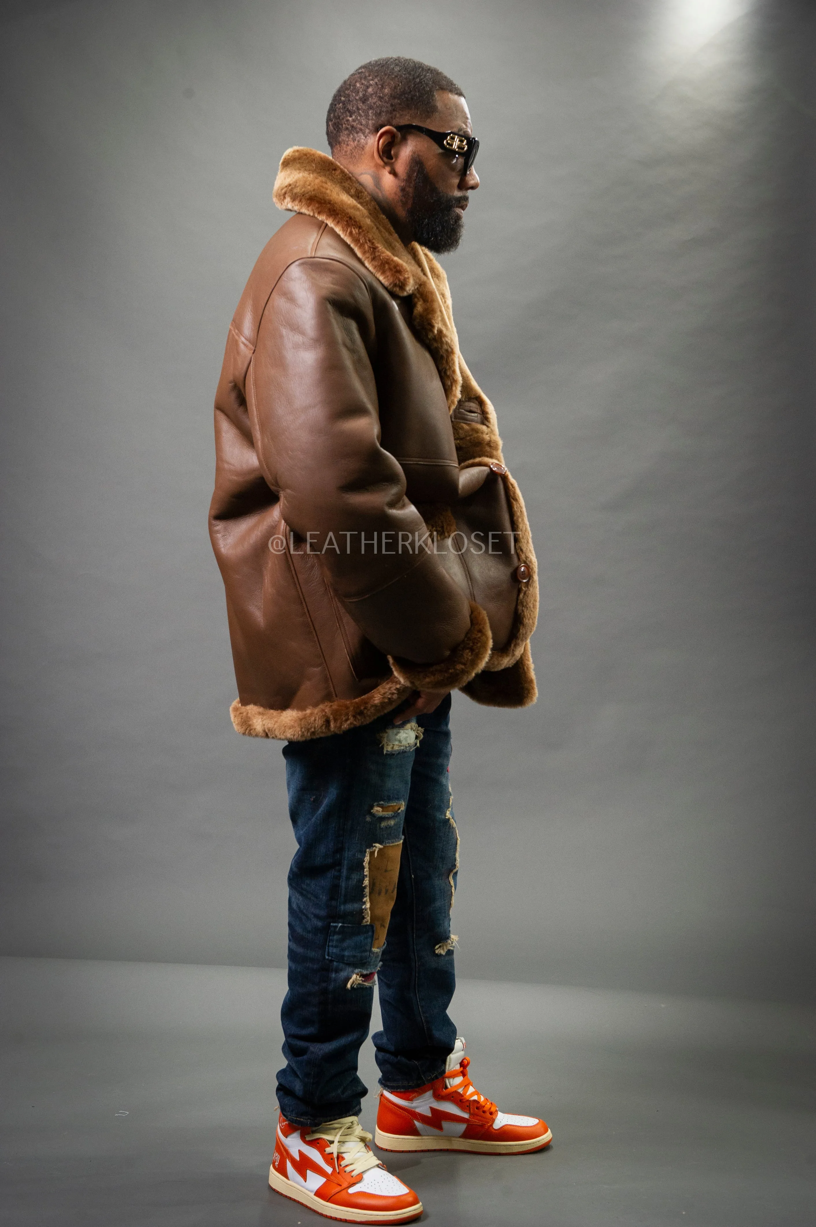 Men's Asher Sheepskin Shearling Coat [Chocolate]