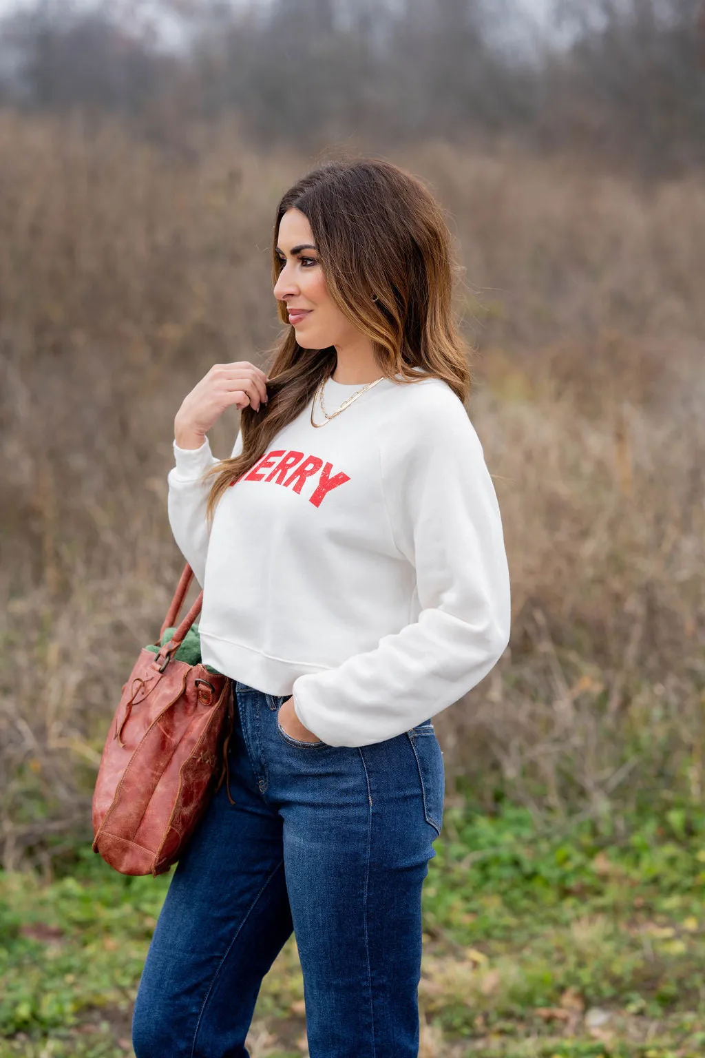 Merry Cropped Graphic Crewneck