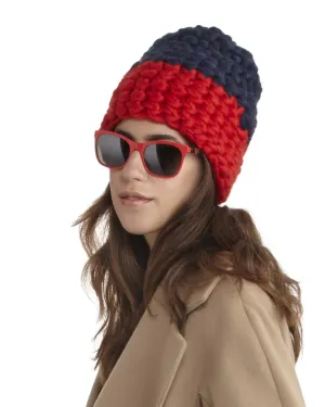 Mischa Lampert Merino Wool Beanie | Navy & Red - FINAL SALE