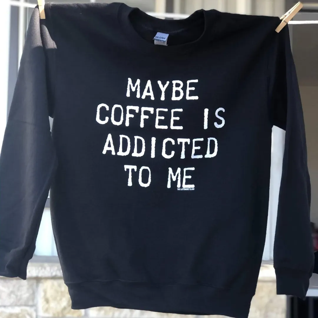 Online Exclusive | Maybe Coffee is Addicted to Me Graphic Sweatshirt in Black