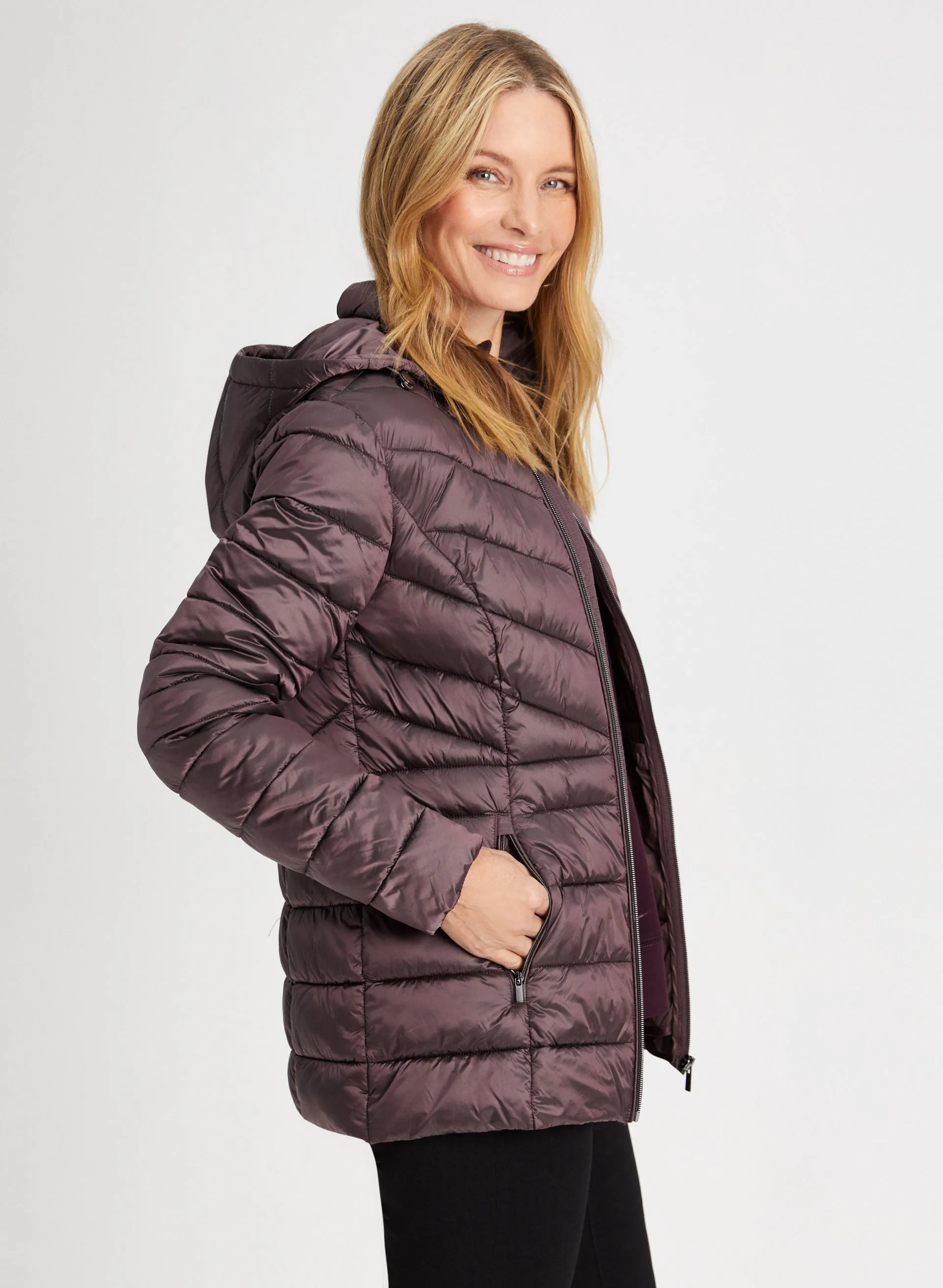 Packable Vegan Down Quilted Coat