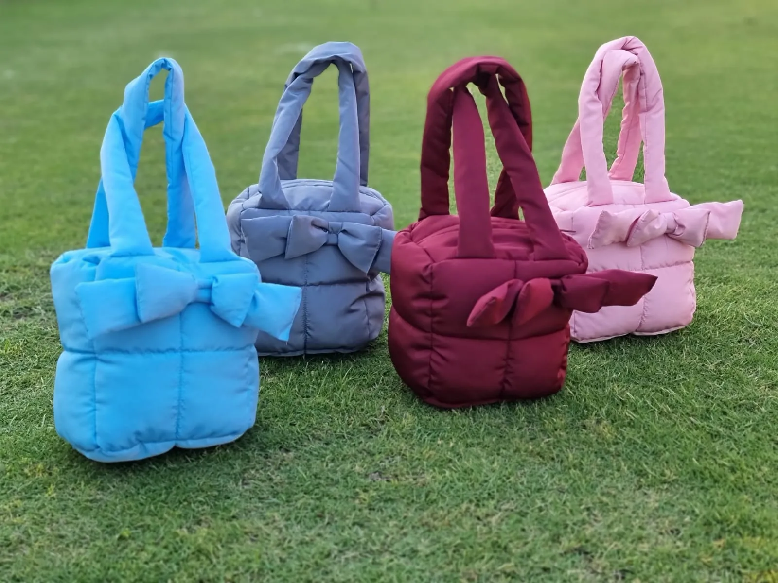 Puffer Bag Bow Tote Bag