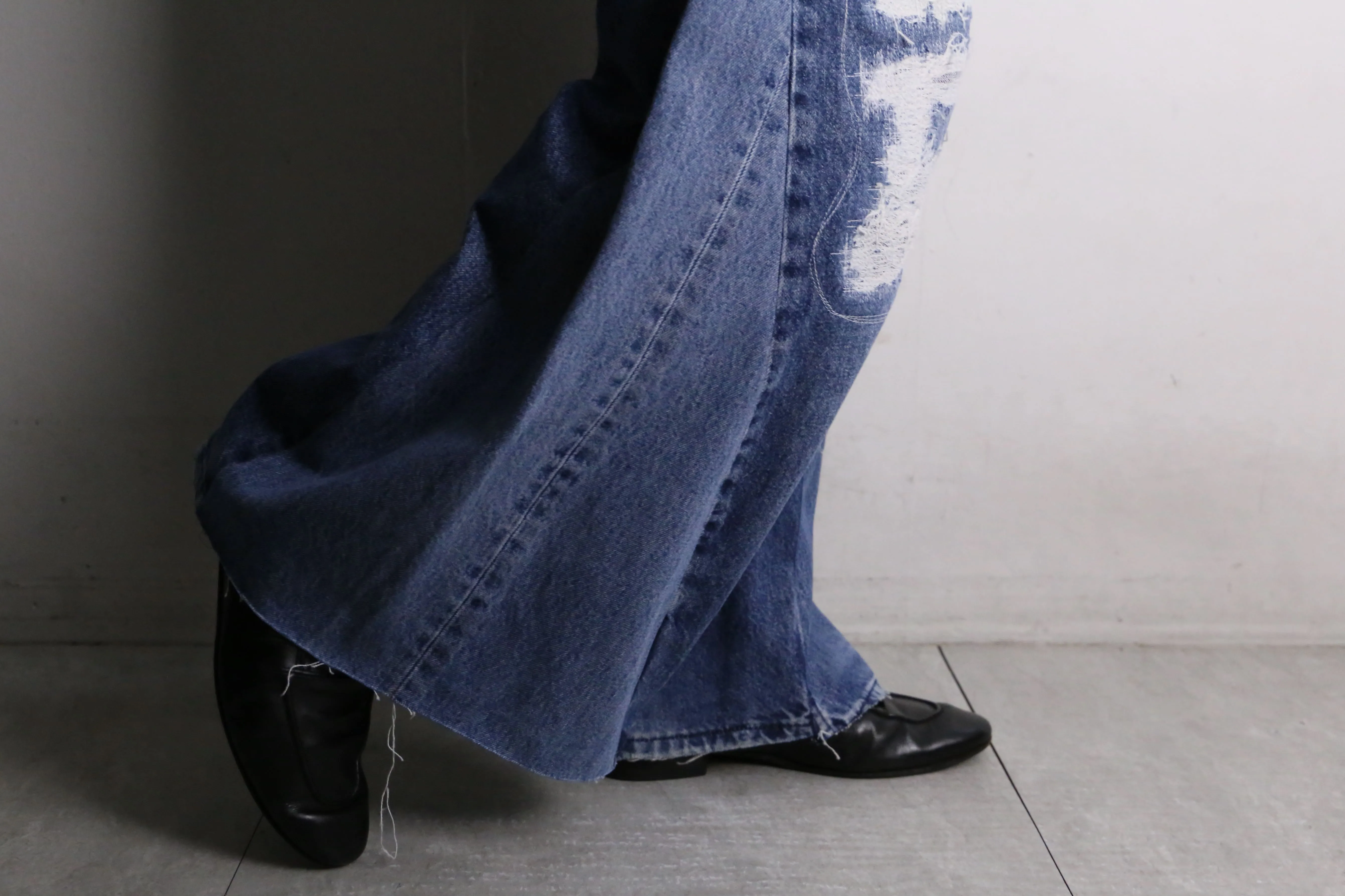 remake “再構築” docking flare denim pants