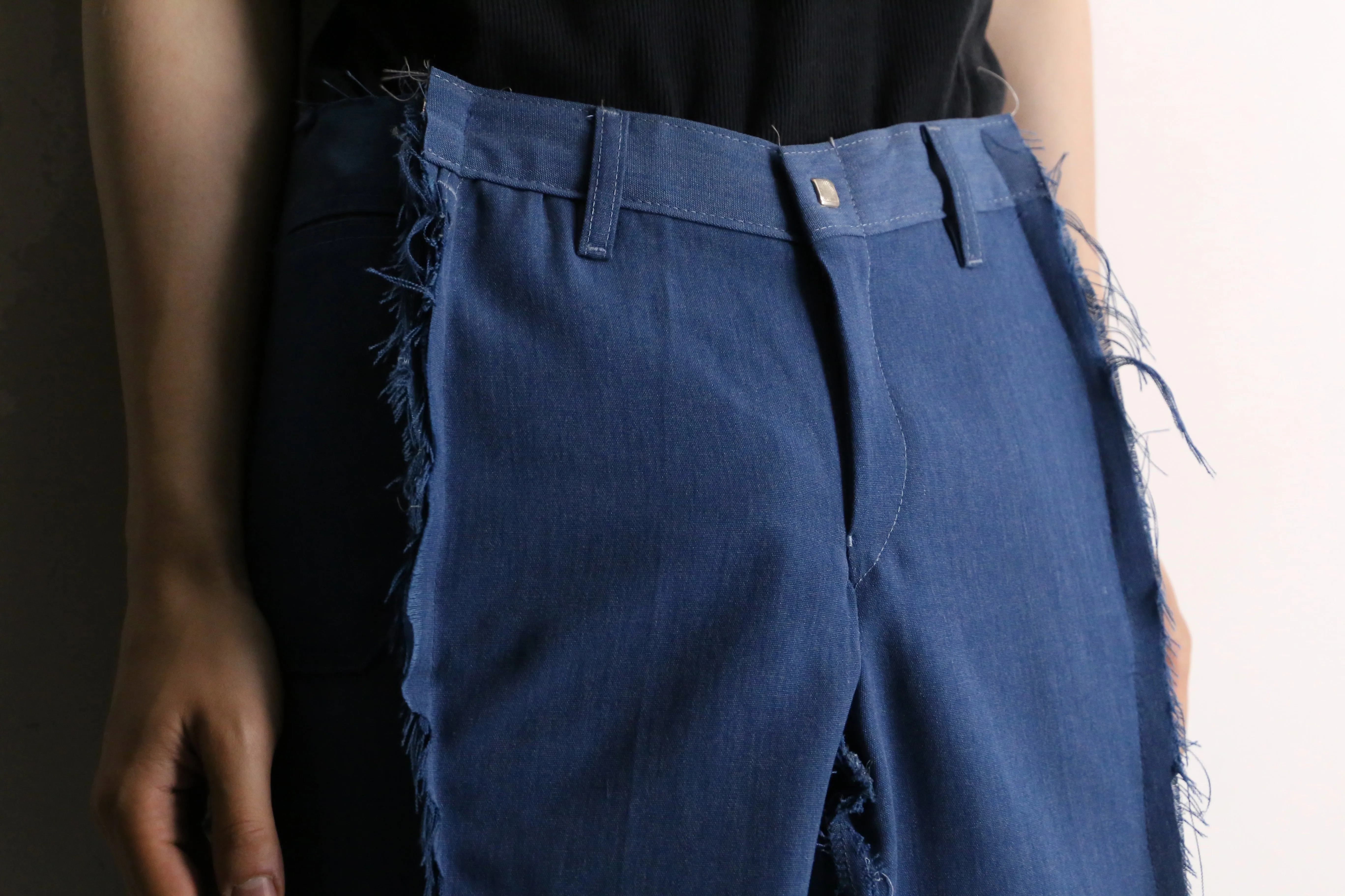 remake "再構築" saxe blue color buggy flare pants