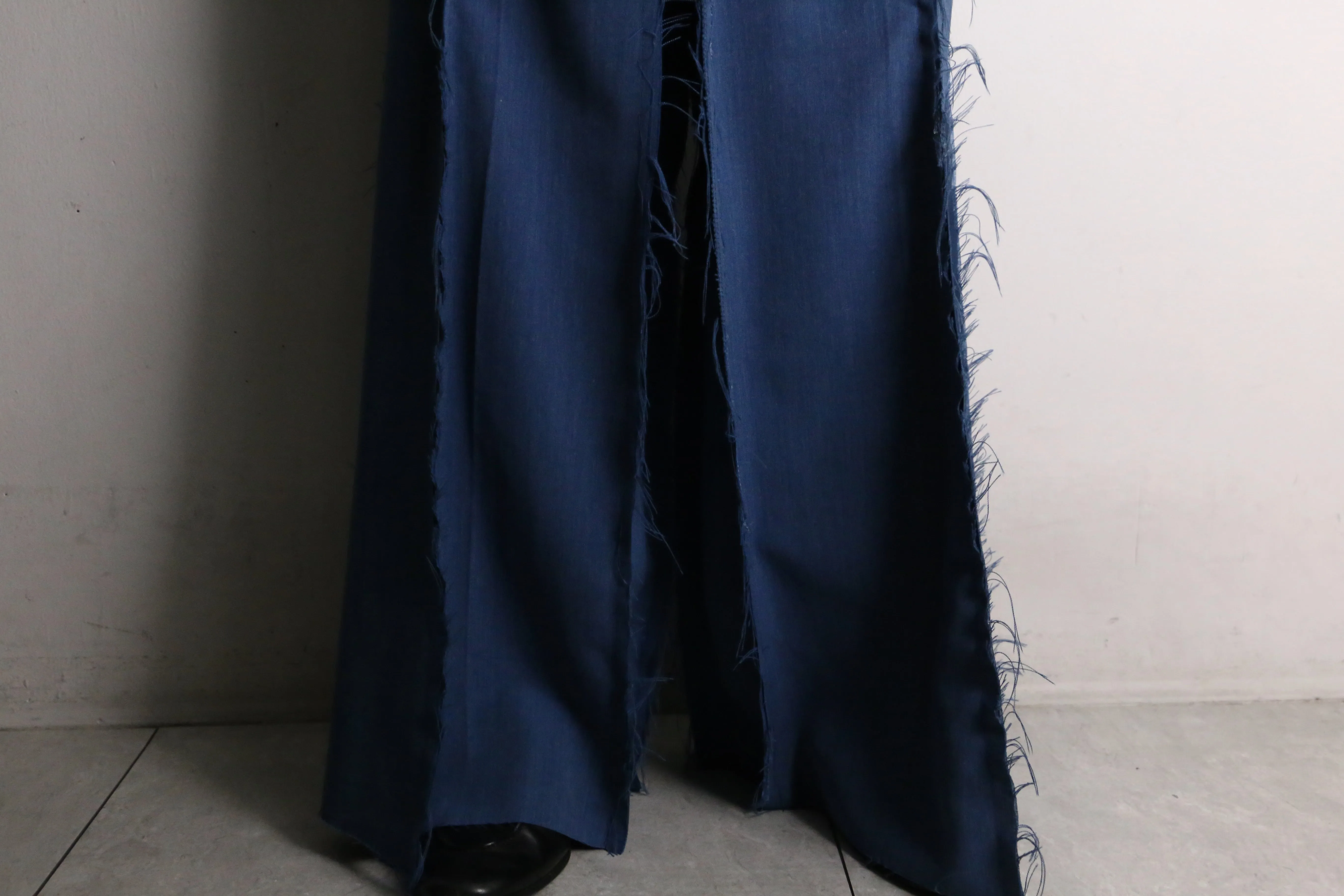 remake "再構築" saxe blue color buggy flare pants