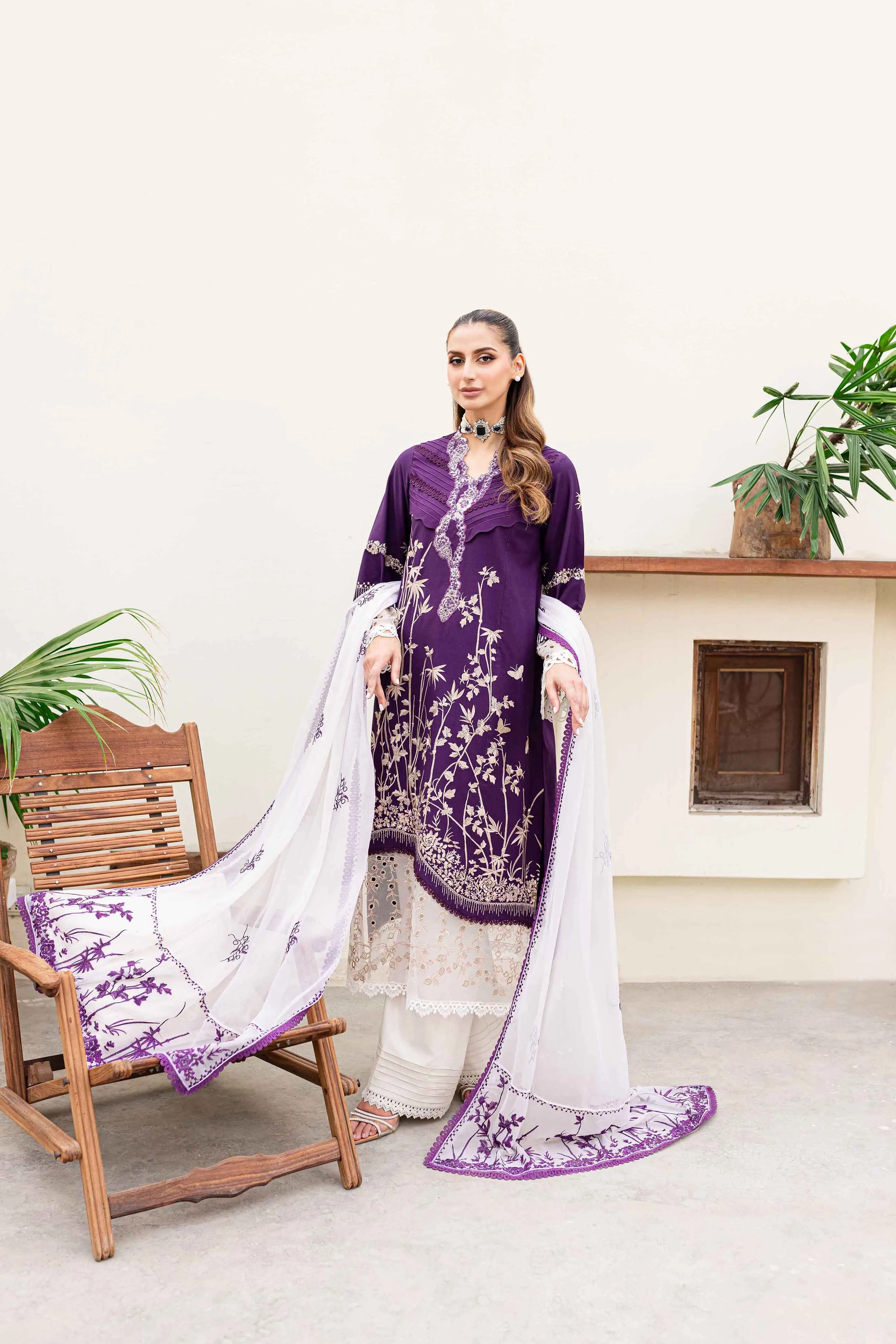 Sable Vogue Shiree Lawn Collection – Plum Orchid