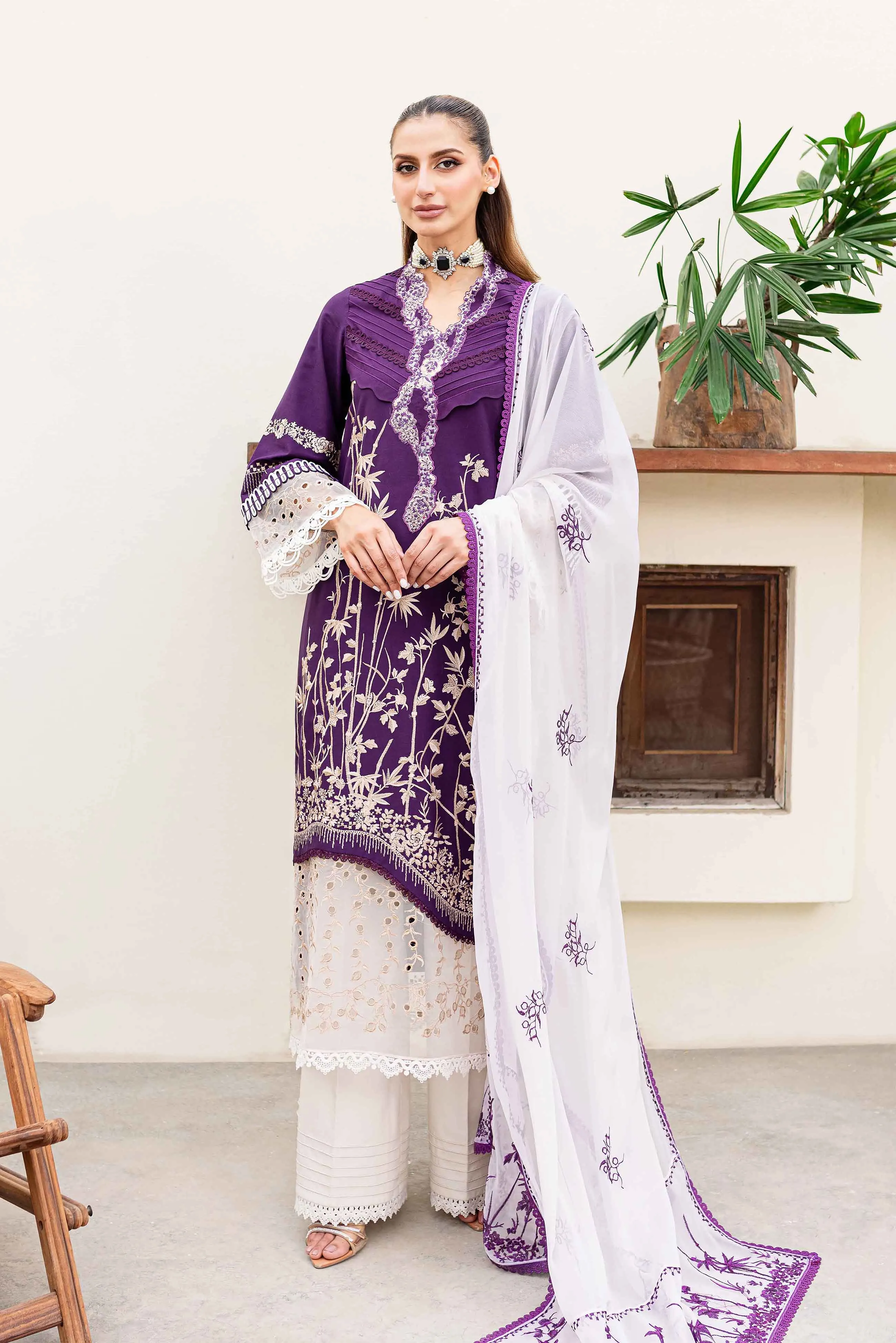 Sable Vogue Shiree Lawn Collection – Plum Orchid