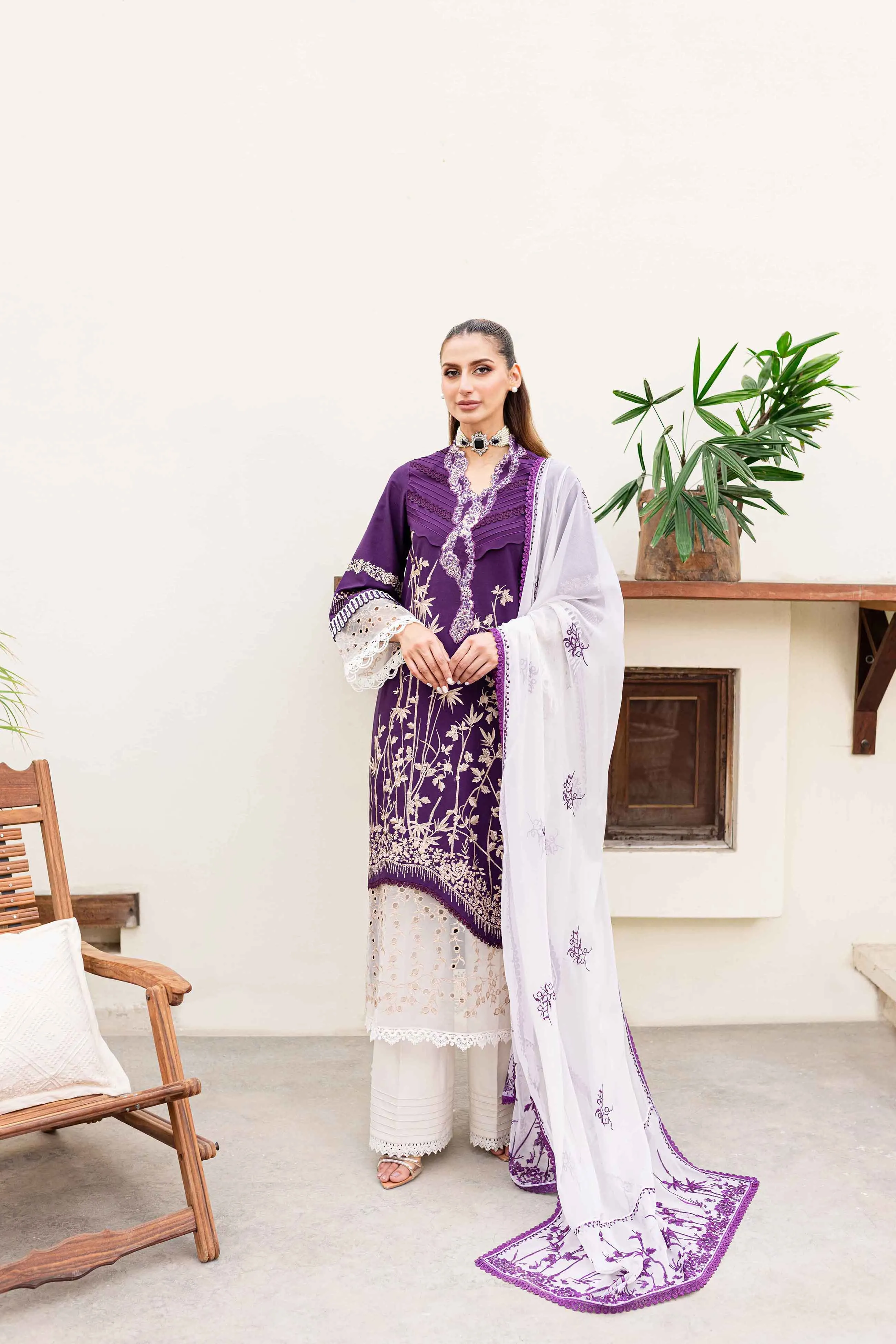 Sable Vogue Shiree Lawn Collection – Plum Orchid