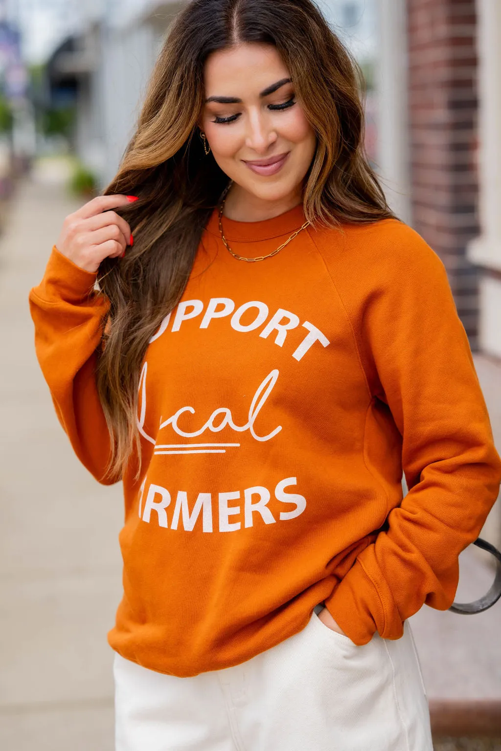 Support Local Farmers Mixed Fonts Graphic Crewneck