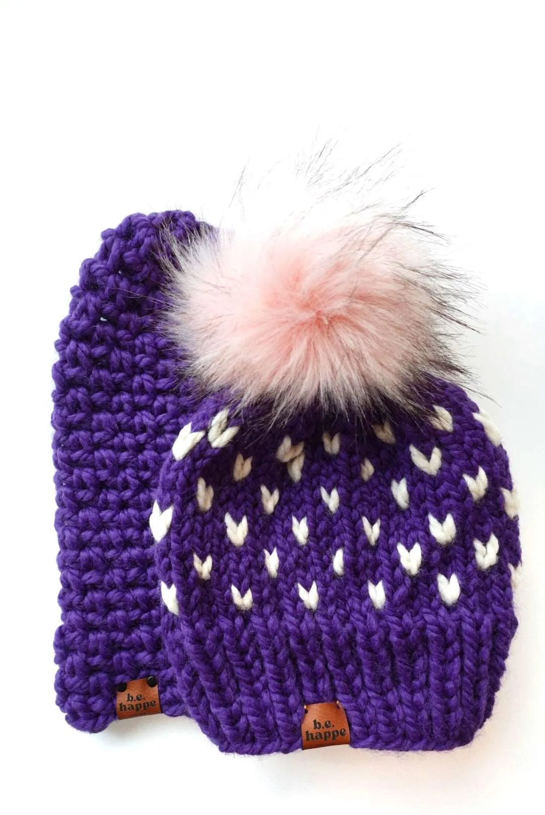 Toddler Happe Hearts Knit Pom Hat | Iris Purple