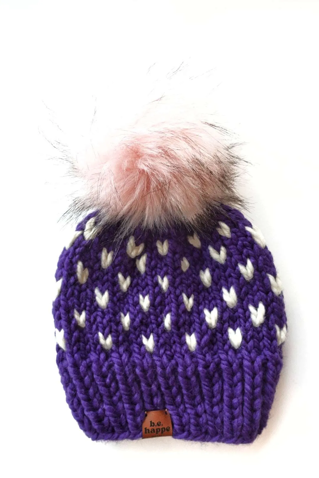 Toddler Happe Hearts Knit Pom Hat | Iris Purple