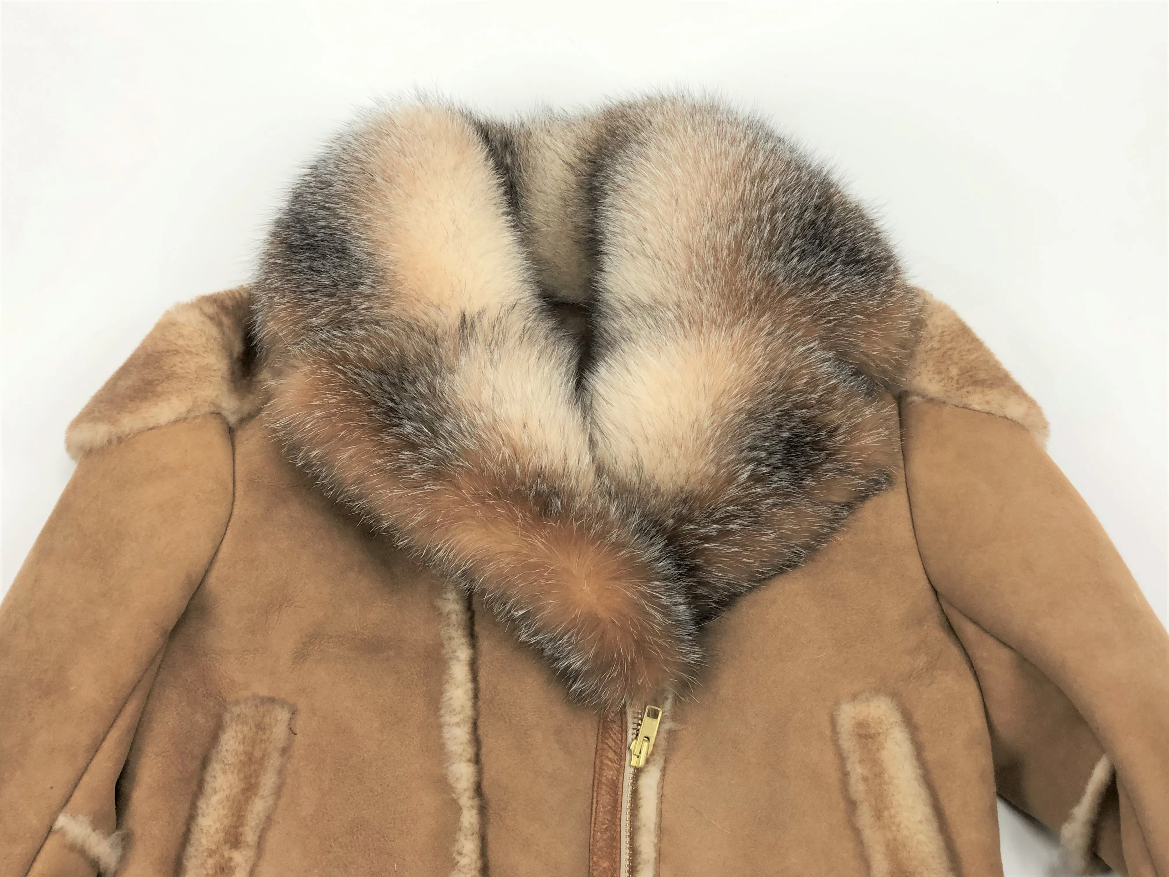 Women's Biker Shearling With Crystal Fox Collar