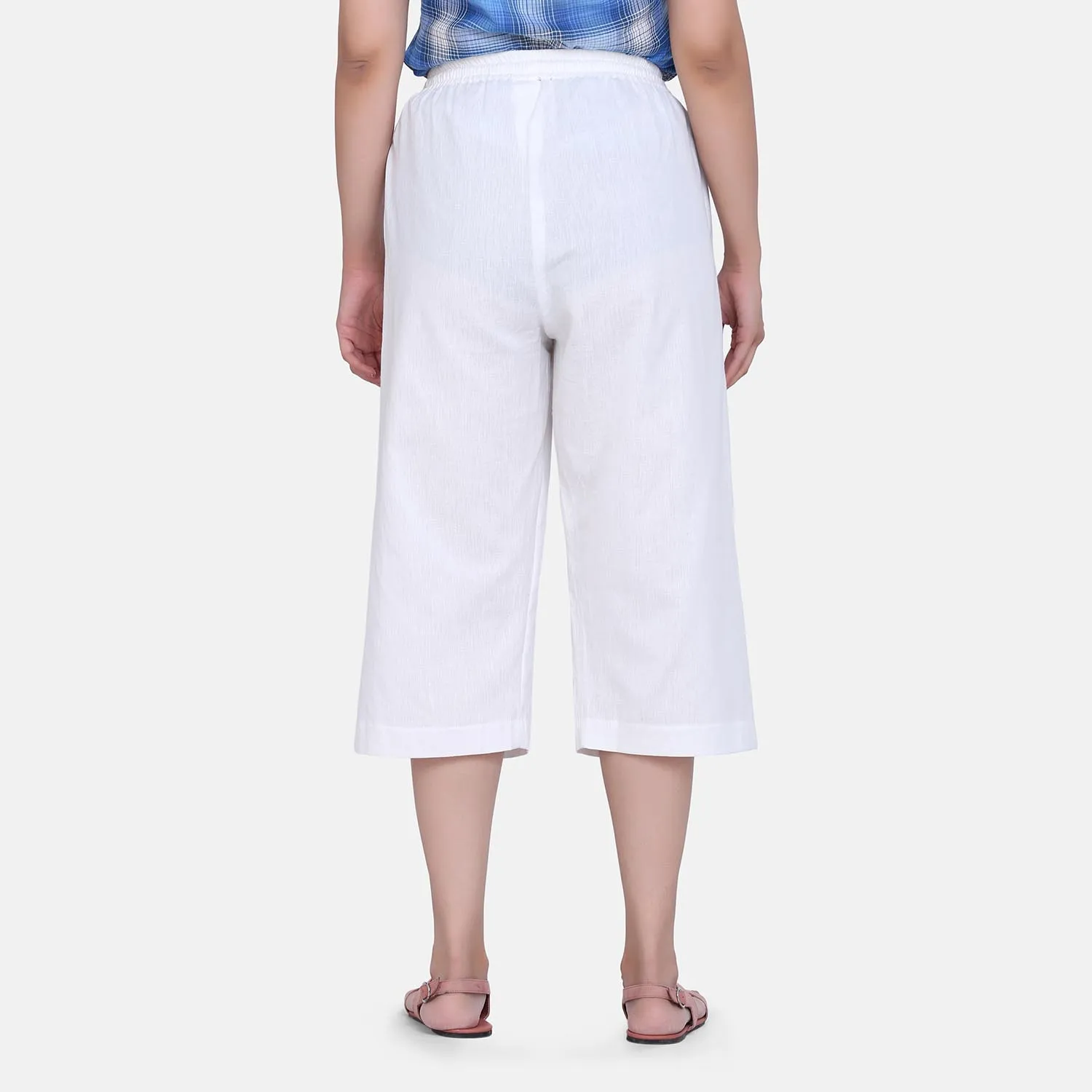 Women's White 100% Cotton Culottes