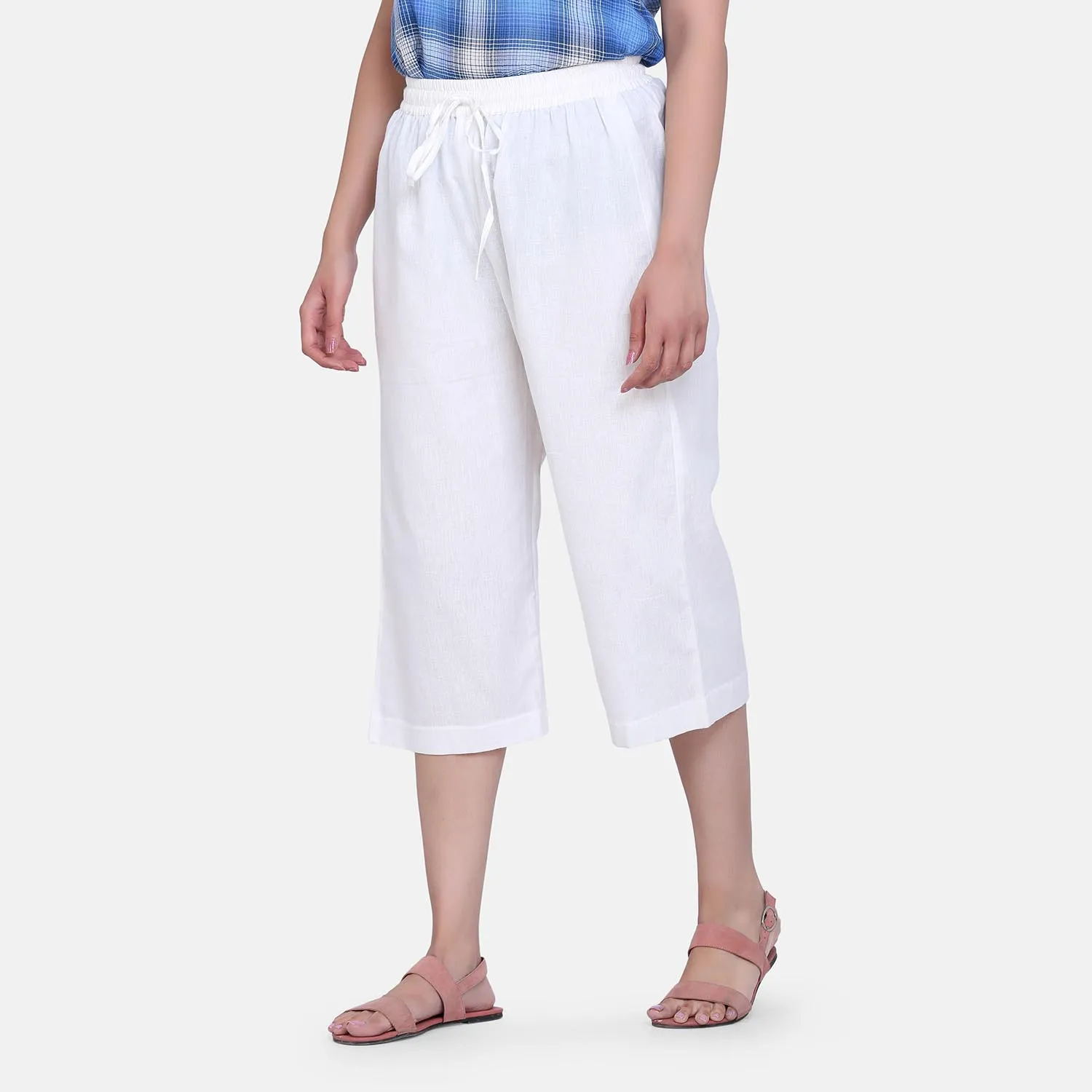 Women's White 100% Cotton Culottes